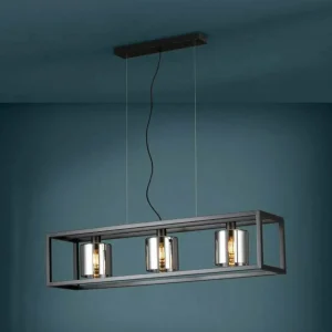 Sale EGLO Brisling suspension, à trois lampes, noire