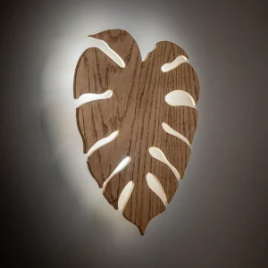 Best Envostar applique murale Folah, forme de feuille, bois clair, 40 x 35 cm