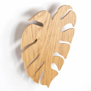 Best Envostar applique murale Folah, forme de feuille, bois clair, 40 x 35 cm