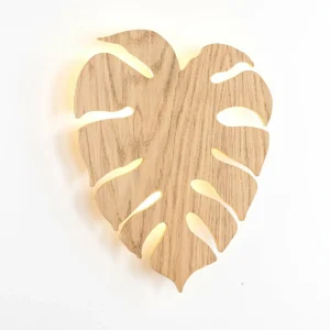 Best Envostar applique murale Folah, forme de feuille, bois clair, 40 x 35 cm