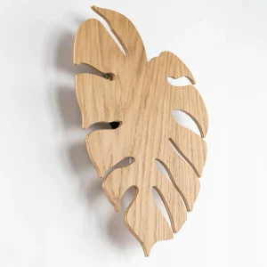 Best Envostar applique murale Folah, forme de feuille, bois clair, 40 x 35 cm