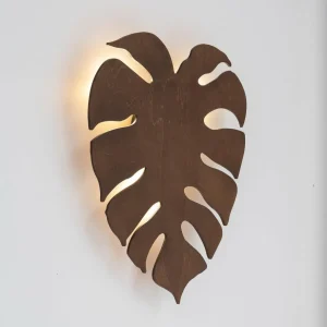 Flash Sale Envostar applique murale Folah, forme de feuille, noyer, 40 x 35 cm