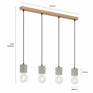 Best Sale Envostar Jasper Suspension à 4 lampes, linéaire