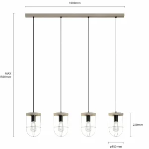 Flash Sale Envostar Neptuna Suspension à 4 lampes linéaire