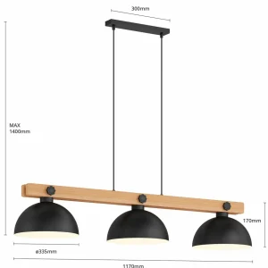 Online Envostar Stort suspension, 3 lampes, bois naturel