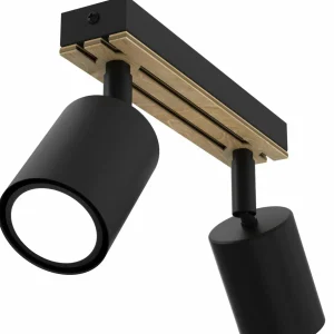 Fashion Envostar Tino spot plafond à 2 lampes noir/bois