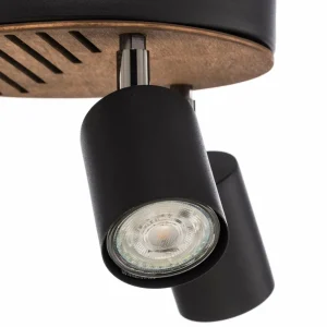 Cheap Envostar Tino spot plafond 3 lampes rond noir/bois