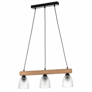 Best Sale Envostar Tisan Suspension bois/verre à 3 lampes
