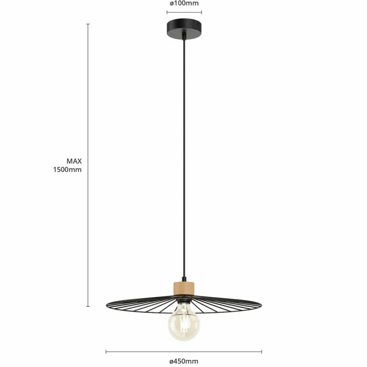 envostar_yahel_suspension_chnenoir__cm_4.webp Sale Envostar Yahel suspension, chêne/noir, Ø 45cm