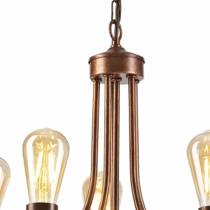 Shop Euluna Gina lustre en brun, à 5 lampes