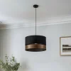 New Euluna Levo suspension, Ø 40 cm, chêne foncé/noir
