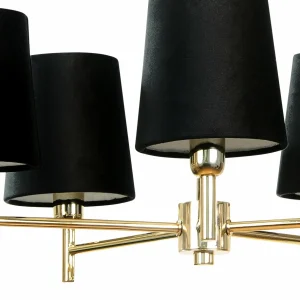 Clearance Euluna lustre Nita, noir/or, à 5 lampes