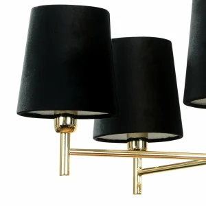 Clearance Euluna lustre Nita, noir/or, à 5 lampes