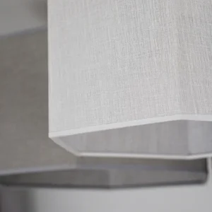 Store Euluna plafonnier Emil, textile noir/gris/blanc, 3 lampes