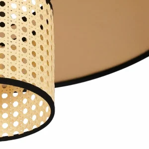 Best Sale Euluna plafonnier Manila, doré, rotin, Ø 50 cm