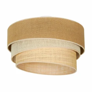 Best Euluna plafonnier Trio Jute, brun naturel/blanc/raffia Ø 60 cm