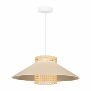 Outlet Euluna suspension Cappello, beige, rotin naturel, Ø 45 cm