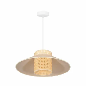 Outlet Euluna suspension Cappello, beige, rotin naturel, Ø 45 cm