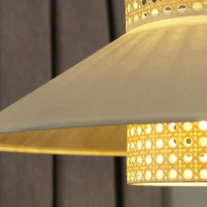 Outlet Euluna suspension Cappello, beige, rotin naturel, Ø 45 cm