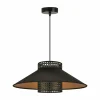 Outlet Euluna suspension Cappello, noir/or, rotin, Ø 45 cm