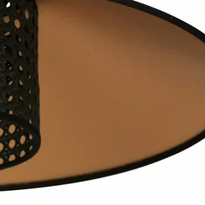 Outlet Euluna suspension Cappello, noir/or, rotin, Ø 45 cm