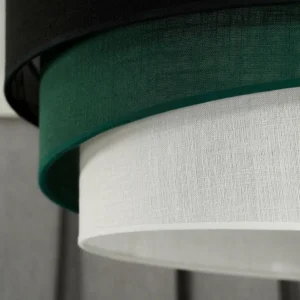 Hot Euluna suspension Trio, noir/vert/blanc, textile, Ø 45 cm