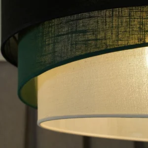 Hot Euluna suspension Trio, noir/vert/blanc, textile, Ø 45 cm