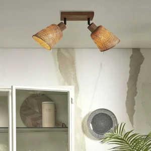 Best Good & Mojo Plafonnier Java, bambou, naturel, à 2 lampes, 24 cm