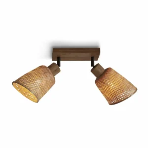 Best Good & Mojo Plafonnier Java, bambou, naturel, à 2 lampes, 24 cm