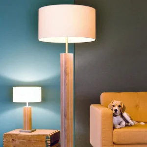 Store HerzBlut Dana lampe à poser, chêne huilé 56 cm