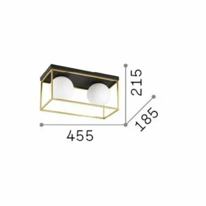 Clearance Ideallux Ideal Lux plafonnier Lingotto, à 2 lampes, noir, verre opalin