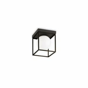 Sale Ideallux Ideal Lux plafonnier Lingotto, noir, verre opalin, 1 lampe