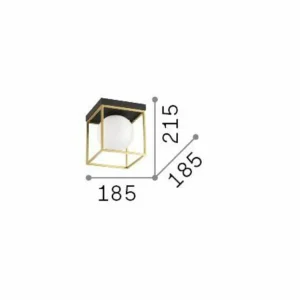 Sale Ideallux Ideal Lux plafonnier Lingotto, noir, verre opalin, 1 lampe