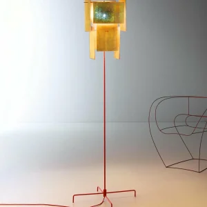 Clearance Ingo Maurer 24 Karat Blau lampadaire, tiges rouges