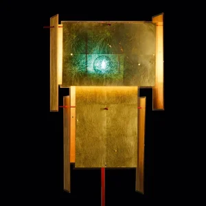 Clearance Ingo Maurer 24 Karat Blau lampadaire, tiges rouges
