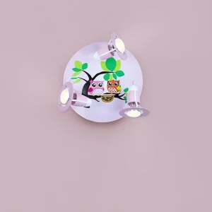 Sale Elobra Joli plafonnier pour chambre d’enfants Hibou, rose
