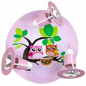 Sale Elobra Joli plafonnier pour chambre d’enfants Hibou, rose