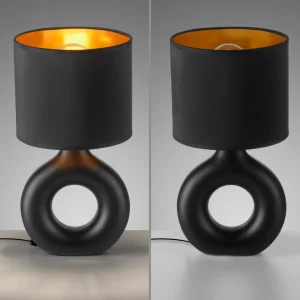 Hot JUST LIGHT. Lampe à poser Carara, pied en céramique, noir