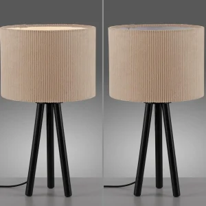 Shop JUST LIGHT. Lampe à poser Green Duro, textile, tripode, beige