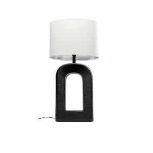 New KARE Lampe de table Tube, noir/blanc, textile de lin, hauteur 79 cm