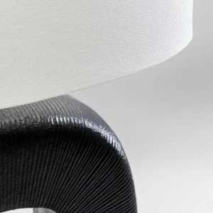New KARE Lampe de table Tube, noir/blanc, textile de lin, hauteur 79 cm