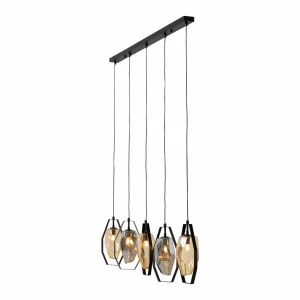 Best Sale KARE Suspension Diamond Fever Dining noir à 5 lampes linear