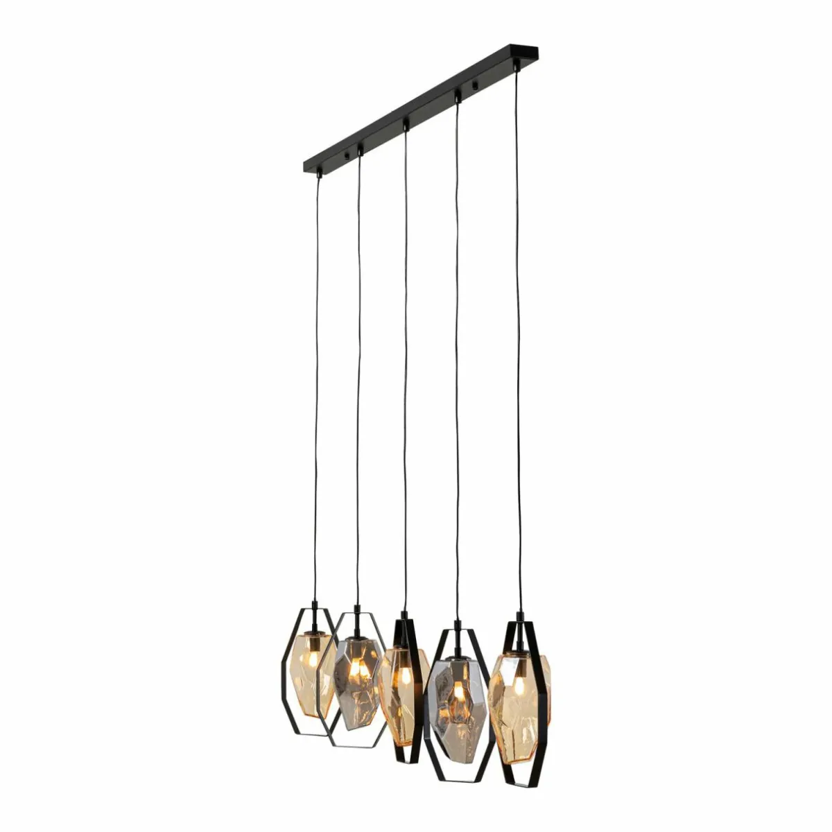 kare_suspension_diamond_fever_dining_noir___lampes_linear_0.webp Best Sale KARE Suspension Diamond Fever Dining noir à 5 lampes linear