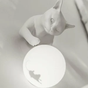 Shop Karman Applique murale Maoo, céramique blanche, verre, figurine de chat