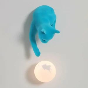 Cheap Karman Applique murale Maoo, céramique bleu clair, verre, figurine de chat