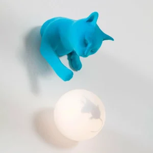 Cheap Karman Applique murale Maoo, céramique bleu clair, verre, figurine de chat