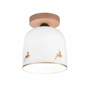 Outlet austrolux KOLARZ Plafonnier Chalet, blanc/cerf doré, Ø 19 cm