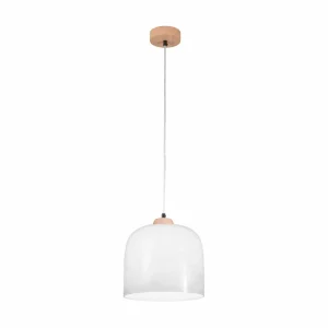 Store austrolux KOLARZ Suspension Chalet, Ø 25 cm, blanc/brun, verre/bois