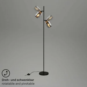 New Briloner Lampadaire 1486025 à 2 lampes abat-jour verre fumé