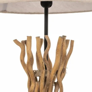 Discount ONLI Lampadaire Agar abat-jour tissu et élément bois